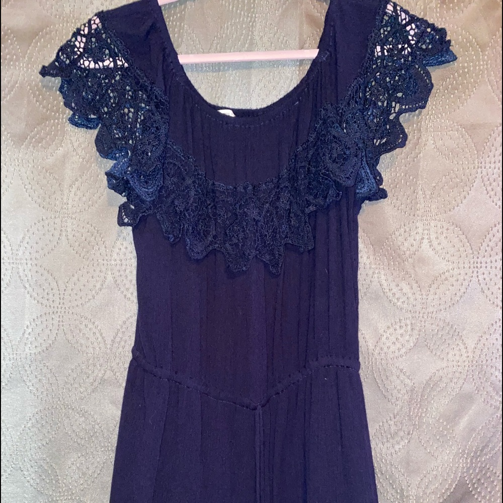 Navy off the shoulder romper size Large